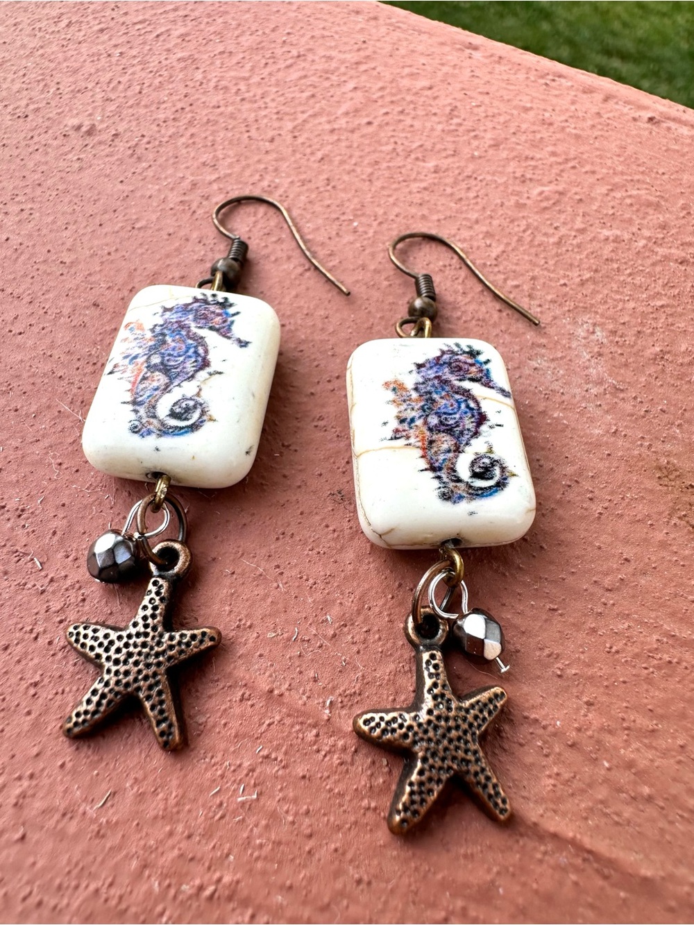 Copper Ocean Seahorse Earrings